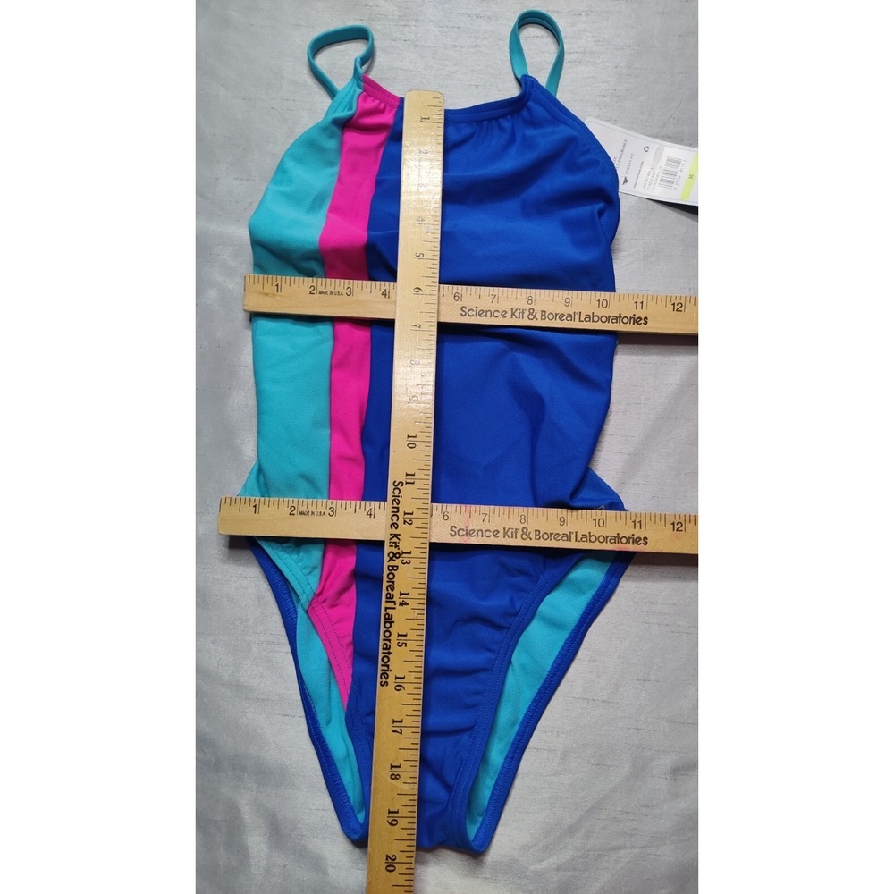 SPEEDO ENDURANCE Women 30 Chronos Blue One Piece Cheeky Tie Back Swimsuit NEW - Picture 4 of 13